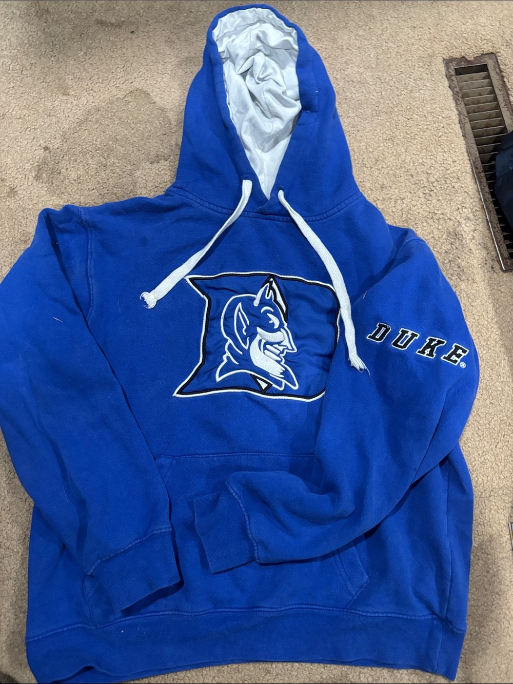 Stadium Athletics Duke Blue Pullover Hoodie with White Drawstrings
